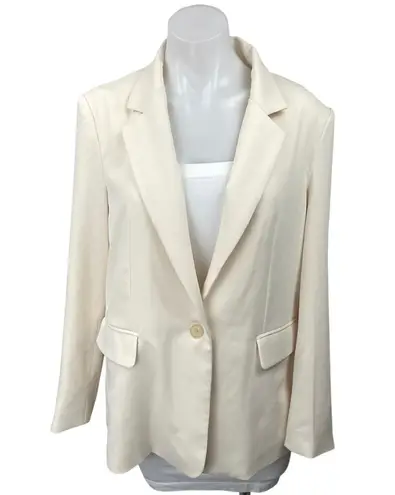 Oak + Fort Women's White One Button Notch Collar Blazer Coat Jacket Size M