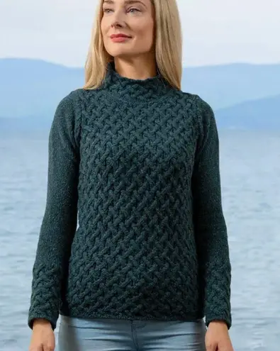 Aran Sweater Market Wool Cashmere Aran Trellis Sweater Green Size XL