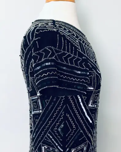 Parker Black Sequin Beaded Mini cocktail Party Dress