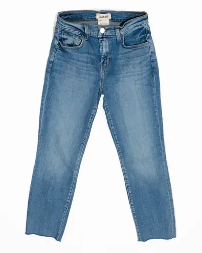 L'Agence Sada High Rise Cropped Slim Cotton Stretch Denim Jeans Reservoir Wash