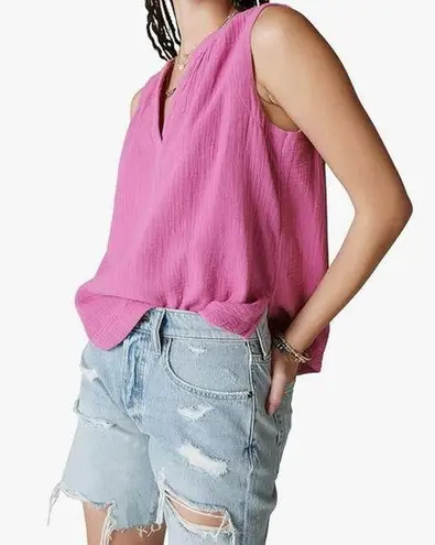 Lucky Brand  Women's Sleeveless Popover Shirt Super Pink Size Large New With Tags