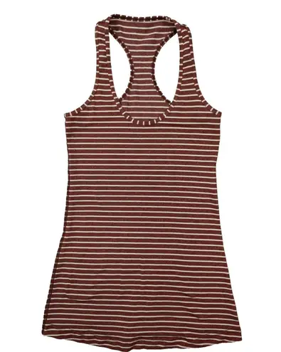 lululemon Women's Burgundy Red White Stripe Cool Racerback Tank Top size 2