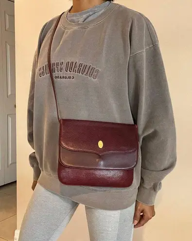 Cartier Burgundy and Gold Flap Crossbody Bag