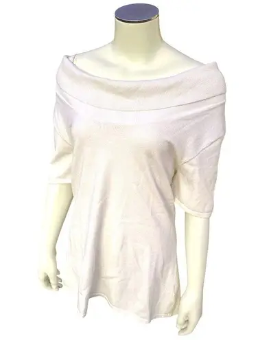 Alex Marie Off Shoulder Knit Top Size Large White Stretch Fabric Flattering Fit