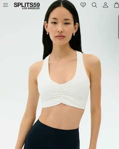 Splits59 Women’s Splits 59 Pink V Neck Ruched Sport Bra Activewear Yoga Athleisure Size S