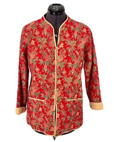 Orvis Red Paisley Quilted Cotton Jacket, Size M