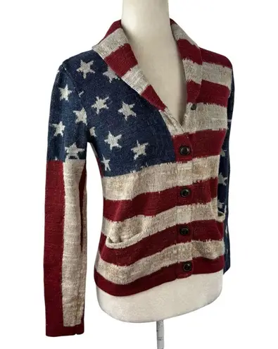 Denim & Supply Ralph Lauren American Flag Sweater Cardigan Size Medium Cotton