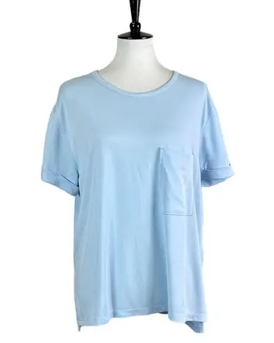 Stylus Women’s Top Pullover Crew Neck Rolled Sleeve Light Baby Blue Size Large