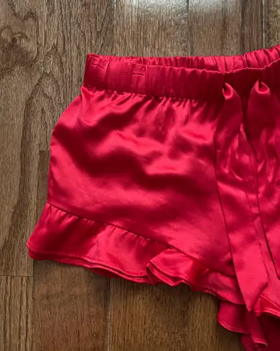 Victoria's Secret Like new Victoria’s secret red satin ruffle mini low rise sleep shorts 