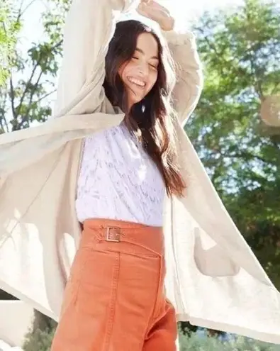 DONNI. • Anthropologie Sandwash Ribbed Sweater Coat cardigan jacket cream grey Gray Size undefined