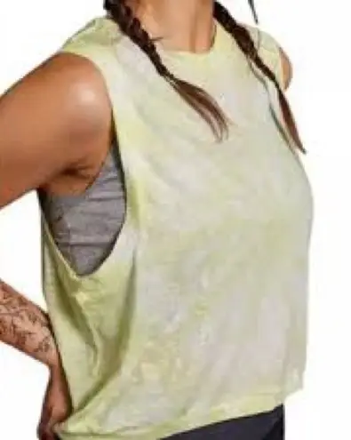 FP Movement by Free People Neon Yellow Tie Dye Muscle Tee Crop Tank Top S