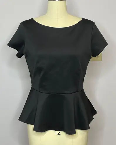 Bisou Bisou Michele Bohot Black Peplum Top- Large