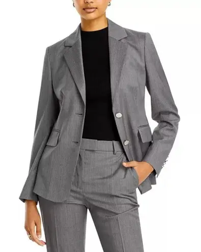 Hugo Boss Jabielle Pinstripe Wool Double Breasted Blazer Gray. Womens size 4