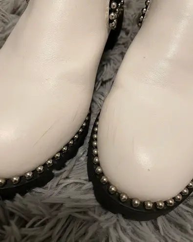White Beaded Booties Size 6