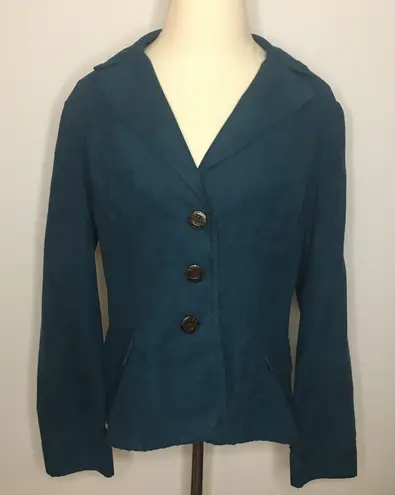 Studio I Teal Blue Faux Suede Blazer Jacket 10