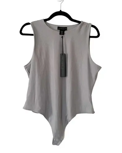 House of Harlow NWT 1960 Sleeveless Crew Neck Ribbed Taupe Bodysuit Sz XL