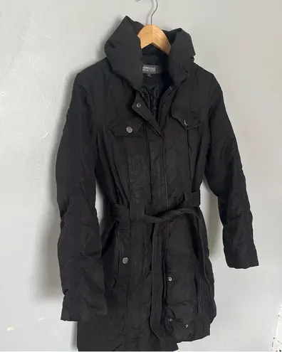 Kenneth Cole Reaction Puffer Tie Waist Winter Coat Jacket Small Black