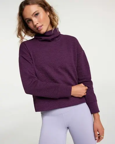 NWT CALIA Lunar Jacquard Funnel Neck sweatshirt in Velvet Plum size large. Purple