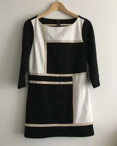 White House | Black Market  Color Block Geometric Midi Dress 3/4‎ Sleeve Siz…