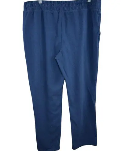 Denim & Co . Active Duo Stretch Full-Length Drawcord Pant Navy Large