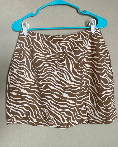 Francesca's Zebra Brown Mini Skirt