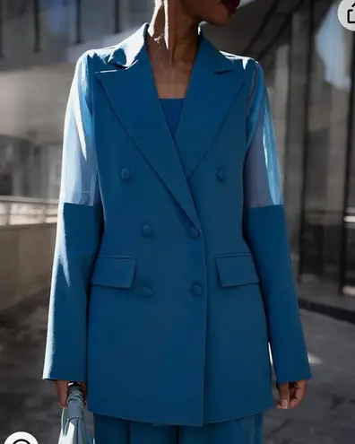 The Drop Women's Blue Sapphire Double Breasted Blazer by @signedblake