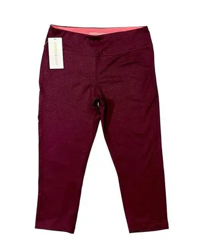 NWT Marika Sport Cherry Space Dye Stripe Cropped Leggings Red