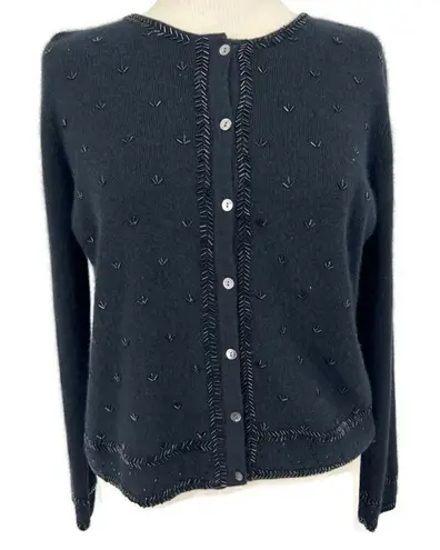 Valerie Stevens Vintage Furblend Cardigan Beaded Lambswool Angora S