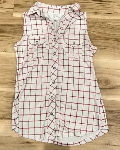 Market & Spruce Stitch Fix Button Up Sleeveless Plaid Top Women’s XS