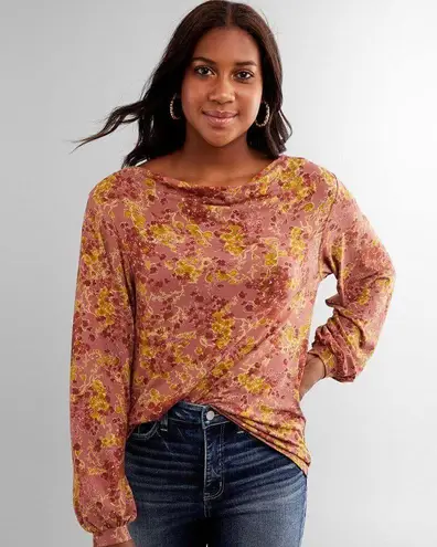 Buckle Black NWOT Floral Wide Cowl Neck Long Sleeve