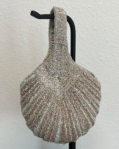 Beaded Mini Bag In Silver & Pink