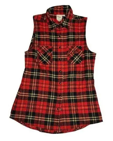 White Crow Anthropologie  Ramona Red Flannel Sleeveless Top Size Medium