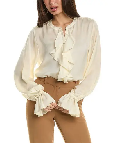 We Wore What Ruffle Button down Blouse In beige