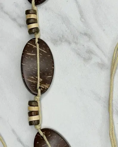 Coconut Shell Beaded Tie Belt Boho Natural Brown Medium (M) ✨