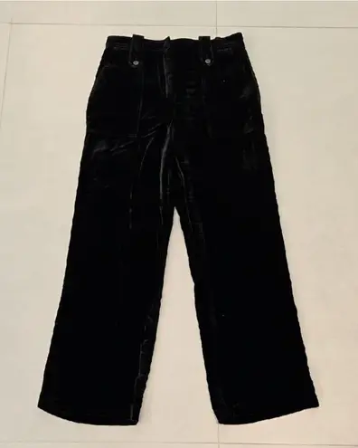 Sandro Black Venus Velvet Wide-Leg Pants