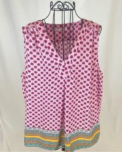 Violet+Claire Pink Mixed Print Boho Sleeveless Blouse Feminine Girly Gypsy