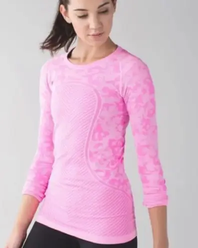 Lululemon  Swiftly Tech Long Sleeve Hot Pink Light Pink Trendy Size 6 Camo - Image 1