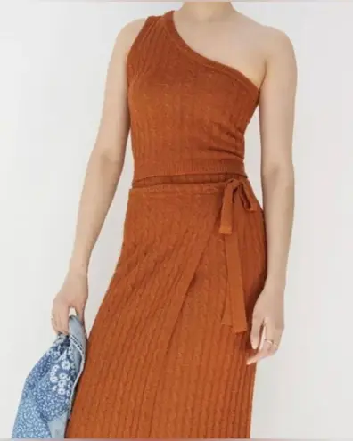 Current Air Anthropologie Ribbed Knit Skirt Rust Orange Brown Medium Petite