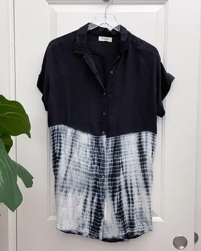 C’isa Tie Dye Black Button Down Tunic Dress