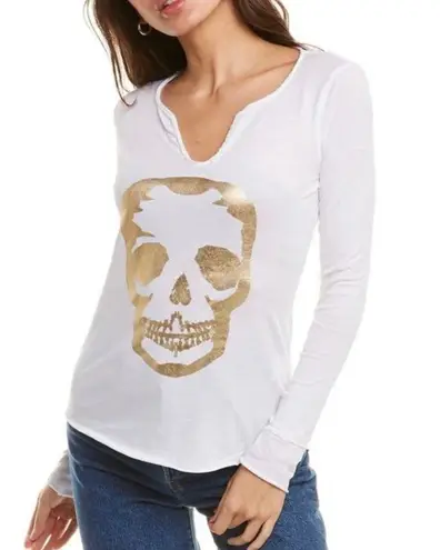 Zadig & Voltaire Tunisien Foil Skull Graphic Henley
