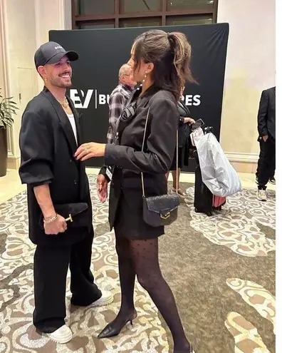 DEMELLIER Women's Black Gold Chain Strap Diamond Details Mini London Bag Purse