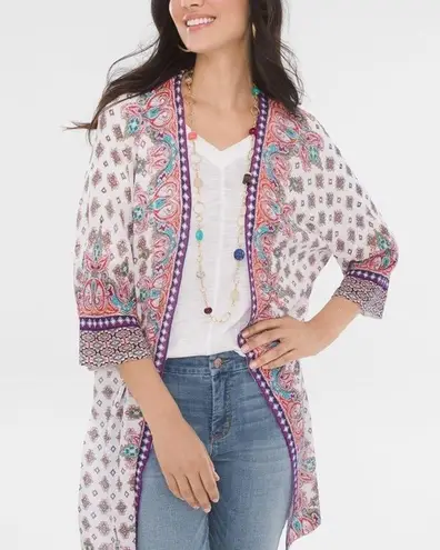 Chico's Chico’s Mixed Print Long Cardigan Size M/1 Boho Bohemian Printed Festival Fall