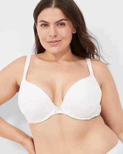 Lane Bryant New  Cacique Cotton Boost Plunge Bra In White Size 38DD