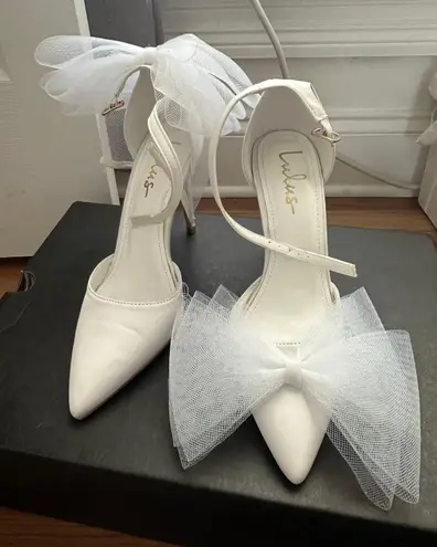 Lulus Tanyay White Bow Heels