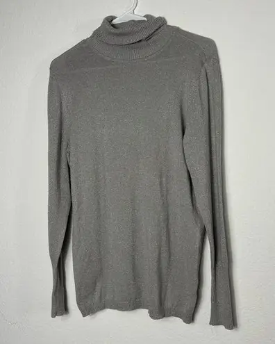 Worthington NWT  Metallic/Grey Long Sleeve Turtleneck Sweater Large