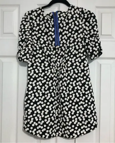 Deletta  by Anthropologie polka dot tunic top‎ ruche sleeve blouse small