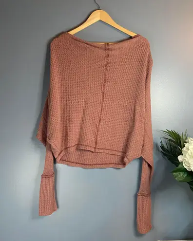 Free People Mauve Slouchy Knit Long Sleeve Top