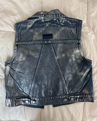 Ganni Metallic Denim Vest