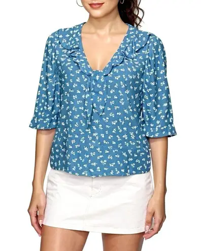 Sézane Pomme Blouse, Mini Blue Flower, FR38/US6