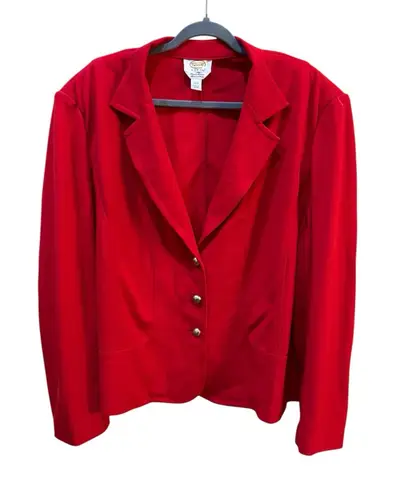 Talbots  Red Button Up Blazer Coat Size 22W Stretch Gold Buttons - Image 1